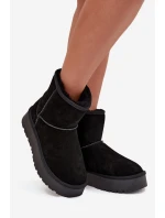 Dámské sněhule z pravé nubukové kůže na platformě černé Privine