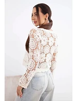 Dámský letní krajkový svetr s knoflíky a dlouhým rukávem černý