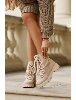 Zateplené boty z eko semiše na zip světlobéžové Caellita Zateplené boty z eko semiše na zip světlobéžové Caellita