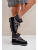 Semišové Sněhule Dámské S Hlavními Šněrováním D.Franklin DFSH375003 Černé