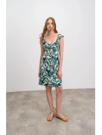 Dámské šaty 16454 Světle béžová / zelená - Vamp Dámské šaty 16454 Světle béžová / zelená - Vamp