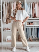 Dámské široké žebrované kalhoty LUXEEN moka FashionStreet UY2520 Dámské široké žebrované kalhoty LUXEEN moka FashionStreet UY2520