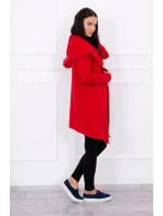 Volná bunda s kapucí v červené barvě