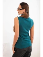 Dámská viskózová bezrukávová blůza s rolákem mořská Dámská viskózová bezrukávová blůza s rolákem mořská