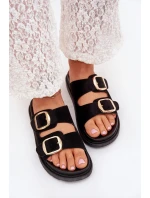 Dámské Sandały Na Platformě Se Zlatými Přezkami Černé Verena