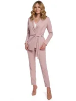 K056 Sako s páskem na zavazování - krepová růžová