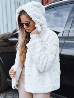 Dámská oboustranná kožešinová bunda s kapucí světle béžová FashionStreet TY5273