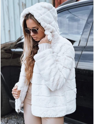 Dámská oboustranná kožešinová bunda s kapucí světle béžová FashionStreet TY5273