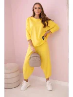 Bavlněná mikina kalhoty set žlutý