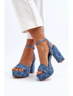 Džínové sandály na podpatku modré Acrana