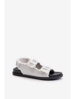 Dámské bílé zdobené džínové sandály Irmale