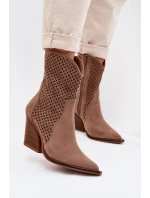 Dámské otevřené kotníkové boty na podpatku Béžové Rivorina