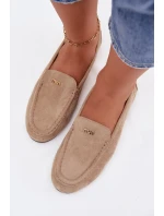Dámské mokasíny s malým zlatým detailem tmavě béžové Sarivelle