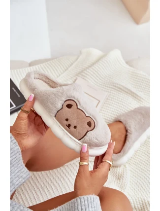 Futrzane Dámské Pantofle Medvídci Béžové Firedi