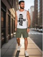 Pánské tričko bez rukávů bílé FashionStreet RX5658 Pánské tričko bez rukávů bílé FashionStreet RX5658