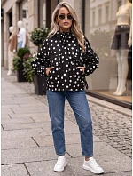 Dámská přechodová bunda s puntíky a kapucí, černá, FashionStreet TY6035