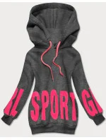 Tmavě šedá dámská tepláková mikina s bokátovým potiskem (26034) Tmavě šedá dámská tepláková mikina s bokátovým potiskem (26034)