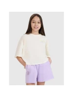 Dívčí tričko oversize crop top s potiskem 4F 4FJWSS25TTSHF1868-11S