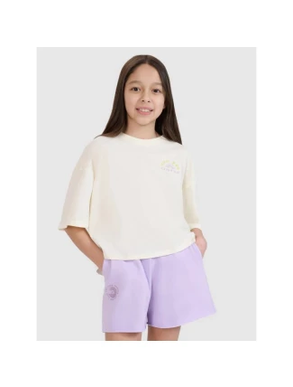 Dívčí tričko oversize crop top s potiskem 4F 4FJWSS25TTSHF1868-11S