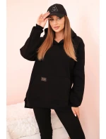 Dámský komplet bavlněný mikina s kapucí a legíny s vysokým pasem černý Dámský komplet bavlněný mikina s kapucí a legíny s vysokým pasem černý