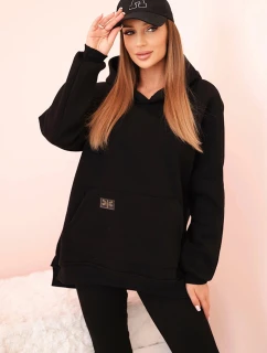 Dámský komplet bavlněný mikina s kapucí a legíny s vysokým pasem černý