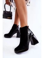 Semisové Boty Na Vysokém Podpatku Geometrický Vzor Černá Alienore