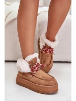 Nízké Dámské Sněhule Na Platformě S Kožíškem Camel Neathren