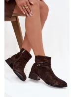 Dámské boty z přírodního semiše na klínu zateplené D&A CR52-651 čokoládové