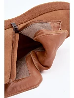Zateplené kožené kozačky z přírodního nubuku Artiker 59C1128 Camel