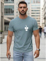 Pánské tričko s minimalistickým potiskem petrol FashionStreet NX5090R