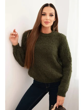 Dámský svetr z měkkého mohairu khaki