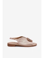 Lesklé Dámské Sandály S Dekorativním Detailem S.Barski KV51-012 Růžové Zlato Lesklé Dámské Sandály S Dekorativním Detailem S.Barski KV51-012 Růžové Zlato