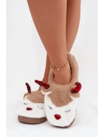 Vánoční dámské pantofle s motivem soba chlupaté béžové Orsella Vánoční dámské pantofle s motivem soba chlupaté béžové Orsella