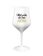ÚKLID POČKÁ, ALE VÍNO ZVĚTRÁ - bílá nerozbitná sklenice na víno 470 ml