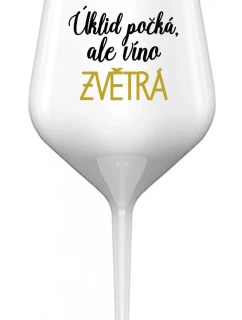 ÚKLID POČKÁ, ALE VÍNO ZVĚTRÁ - bílá nerozbitná sklenice na víno 470 ml