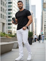 Pánské bílé džíny slim fit UX4487 bílé - FashionStreet