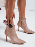 FashionStreet béžové semišové kozačky na podpatku ZY1031