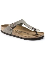 Pánské šedé žabky Birkenstock Gizeh Birko-Flor Nubuck Stone regular wide (43391) dámské Pánské šedé žabky Birkenstock Gizeh Birko-Flor Nubuck Stone regular wide (43391) dámské