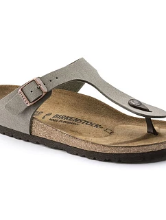 Pánské šedé žabky Birkenstock Gizeh Birko-Flor Nubuck Stone regular wide (43391) dámské