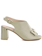 Dámské sandály na jehlovém podpatku s mašlí Jezzi olivové RMR25112-3