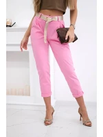 Kalhoty Puntor s páskem růžový