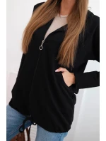 Dámská mikina s kapucí a šňůrkou dole černá