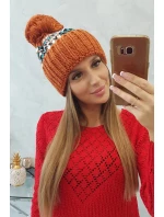 Dámská čepice Ellen s bambulí K325 hnědá - Oliwier