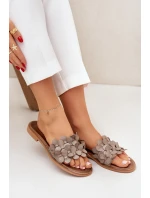 Dámské pantofle na plochém podpatku 40381 Taupe - Zazoo Dámské pantofle na plochém podpatku 40381 Taupe - Zazoo