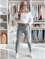 Dámské džínové kalhoty slim fit s páskem SLIMVISA modré FashionStreet UY2460