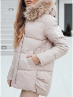 Dámská prošívaná zimní bunda s kapucí béžová FashionStreet TY5506