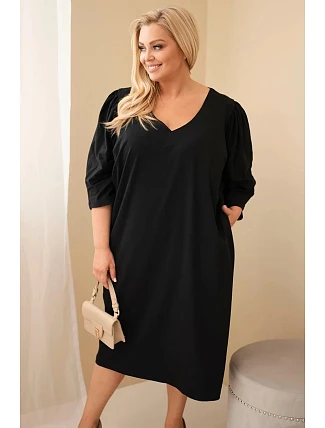 Dámské šaty Plus Size s kapsami černá