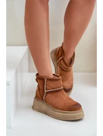 Kožené Semišové Sněhule Boty Na Platformě A Klínu Hnědé Maciejka 06769-29 Hnědé