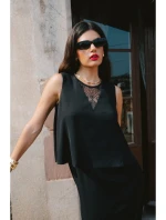 S422 Šaty s krajkovou vsadkou - černé S422 Šaty s krajkovou vsadkou - černé