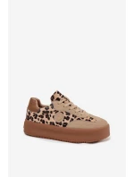 Dámské tenisky na platformě s leopardím vzorem Big Star – béžové